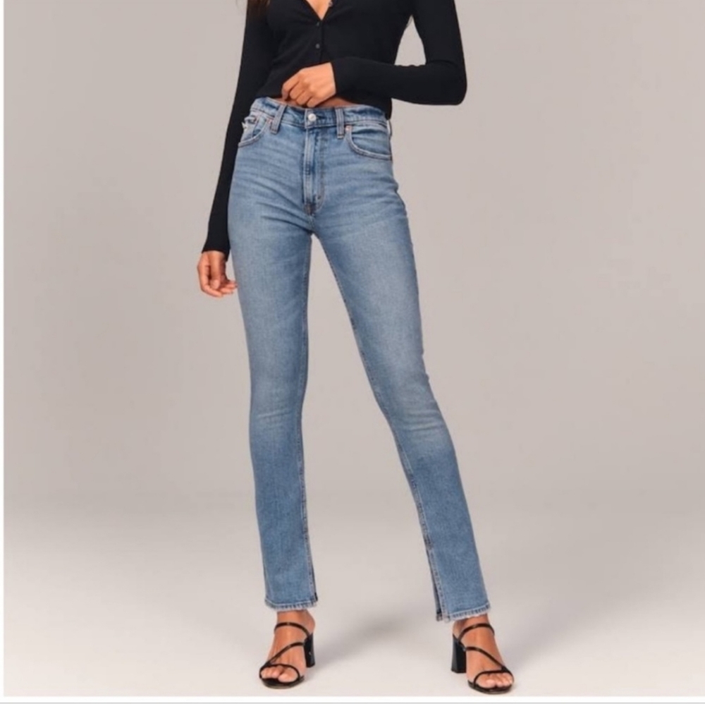 Abercrombie & Fitch Curve Love Skinny High Rise Jeans Leg Slit 26 NWOT